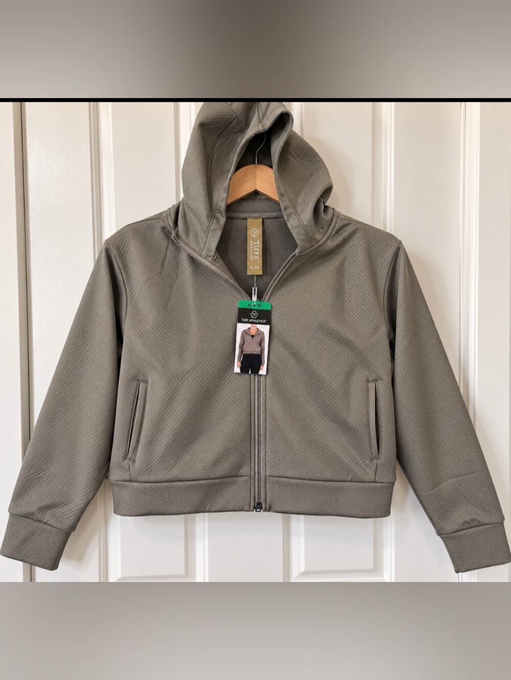 NWT Tuff Athletics Women’s XL Taupe Hooded Zip-Up Athletic Jacket